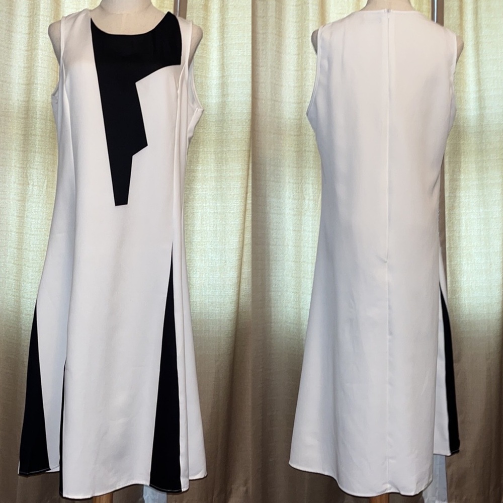 Nora Cora Black and White Abstract Midi Dress Womens XL